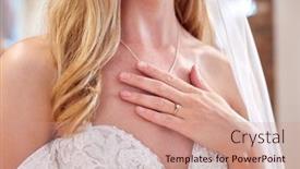  Presentation with bride - PPT theme consisting of close-up-of-bride background and a coral colored foreground