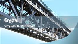  Presentation with steel bridge - Presentation design featuring live techinical - close up of bridge steel background and a light blue colored foreground