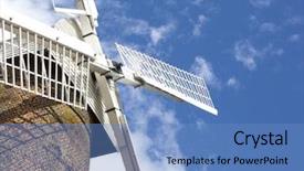  Presentation with british redcoat - Colorful slide deck enhanced with red and white life belt hanging on blue wall backdrop and a ocean colored foreground.