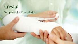  Presentation with plaster - Amazing slide deck having close-up of broken arm backdrop and a soft green colored foreground