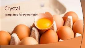  Presentation with broken egg - Audience pleasing PPT layouts consisting of close up of broken egg on the carton backdrop and a lemonade colored foreground