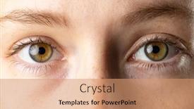  Presentation with modern medicine cardiology concept mixed - Presentation design consisting of close-up-of-brown-eyes background and a coral colored foreground