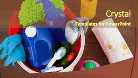  Presentation with cleaning - Cool new PPT layouts with close-up of bucket backdrop and a tawny brown colored foreground
