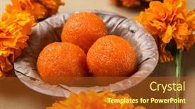  Presentation with sweets - PPT theme enhanced with close-up-of-bundi background and a tawny brown colored foreground