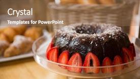  Presentation with bundt cake - Beautiful slides featuring close-up of bundt cake surrounded by strawberries in coffee house backdrop and a coral colored foreground
