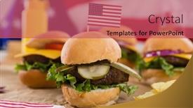  Presentation with 4th july - Slides consisting of close-up-of-burger-decorated background and a coral colored foreground