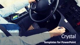  Presentation with transport transportation tourism road trip - PPT theme consisting of close up of bus driver background and a navy blue colored foreground