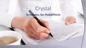  Presentation with cappuccino - Amazing PPT layouts having close-up of business contract with female s hands holding pen over it and cup of cappuccino near backdrop and a sky blue colored foreground