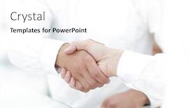  Presentation with handshake - Cool new presentation with close-up of business handshake backdrop and a white colored foreground
