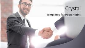  Presentation with business and politics handshake - Slide set enhanced with close up of business handshake background and a white colored foreground