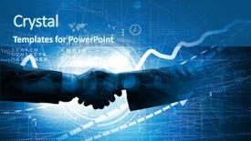  Presentation with close up of digital multimeter - Slide set featuring close up of business handshake background and a  colored foreground