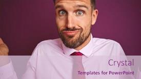  Presentation with purple business - Amazing slide set having close up of business man wearing elegant shirt and tie over purple isolated background clueless and confused expression with arms and hands raised doubt concept backdrop and a lemonade colored foreground