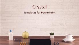  Presentation with business office desk - Colorful PPT theme enhanced with close up of business office backdrop and a lemonade colored foreground