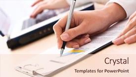  Presentation with business partner people joining hand - Colorful theme enhanced with close-up of business partners backdrop and a lemonade colored foreground