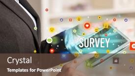  Presentation with survey - Amazing PPT theme having close-up-of-business-person backdrop and a tawny brown colored foreground