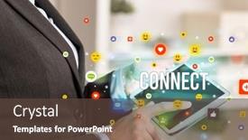  Presentation with social media - Colorful theme enhanced with close-up-of-business-person backdrop and a tawny brown colored foreground