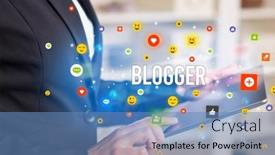  Presentation with blogger - Presentation having close-up-of-business-person background and a teal colored foreground