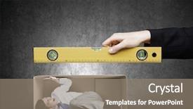  Presentation with box carton - Beautiful presentation theme featuring close up of business person hand measuring man in carton box backdrop and a gray colored foreground