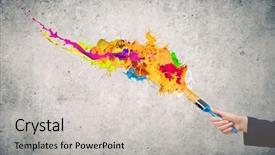  Presentation with paint brush - Presentation theme consisting of close up of business person background and a  colored foreground