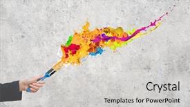  Presentation with paint brush - Beautiful presentation design featuring close up of business person backdrop and a  colored foreground