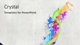  Presentation with paint brush - Cool new presentation theme with close up of business person hand holding paint brush backdrop and a white colored foreground