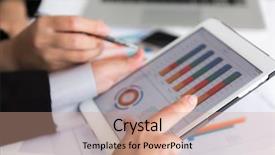  Presentation with using digital tablet - Colorful PPT theme enhanced with close-up of business team backdrop and a coral colored foreground