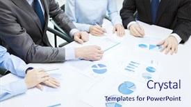  Presentation with stock market abstract business concept - Presentation having close up of business team background and a sky blue colored foreground