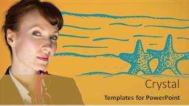  Presentation with doodle - Colorful presentation design enhanced with close up of business woman thinking against blue beach doodle against yellow background backdrop and a yellow colored foreground