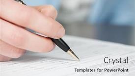  Presentation with contract - Colorful PPT theme enhanced with close-up-of-business-woman backdrop and a white colored foreground