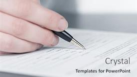  Presentation with contract - Beautiful PPT layouts featuring close-up-of-business-woman backdrop and a white colored foreground