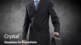  Presentation with cement - Slide set having close up of businessman body in suit against cement background background and a dark gray colored foreground