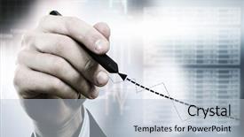  Presentation with marker - Beautiful presentation design featuring close up of businessman drawing increasing graph with marker on media screen backdrop and a lemonade colored foreground