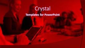  Presentation with office room - Cool new slides with close up of businessman hands using tablet people group in office meeting room blurred in backgronud backdrop and a crimson colored foreground