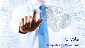  Presentation with gear - Presentation theme with close up of businessman pushing background and a  colored foreground