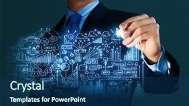  Presentation with sketching - Cool new PPT layouts with close up of businessman sketching business project backdrop and a ocean colored foreground