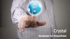  Presentation with choice - Theme consisting of close up of businessman touching making choice on media screen background and a gray colored foreground