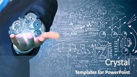  Presentation with gears - Beautiful PPT theme featuring close up of businessman touching backdrop and a teal colored foreground