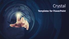  Presentation with digital - Presentation design featuring close-up-of-businessman-touching background and a navy blue colored foreground