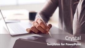  Presentation with digital pen - Theme enhanced with close-up-of-businessman-working background and a gray colored foreground