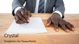  Presentation with writing - Theme with close-up-of-businessman-writing background and a lemonade colored foreground