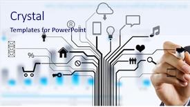  Presentation with cloud computing - Audience pleasing slide set consisting of close up of businessperson drawing on screen cloud computing concept backdrop and a sky blue colored foreground