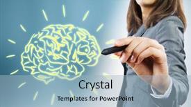  Presentation with human brain - Amazing slides having close up of businesswoman drawing backdrop and a light blue colored foreground