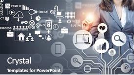  Presentation with cloud computing - Slide set consisting of close up of businesswoman drawing on screen cloud computing concept background and a gray colored foreground