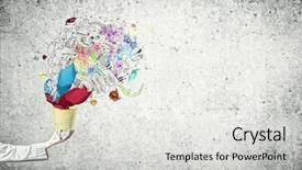  Presentation with paint bucket - Amazing slides having close up of businesswoman holding bucket with paint splashes backdrop and a light gray colored foreground