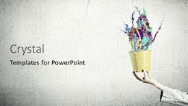  Presentation with paint bucket - Colorful theme enhanced with close up of businesswoman holding bucket with paint splashes backdrop and a sky blue colored foreground