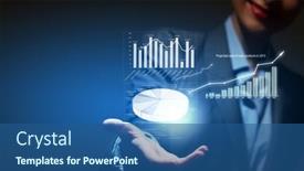  Presentation with grab hand - Colorful presentation theme enhanced with close-up-of-businesswoman-holding backdrop and a ocean colored foreground