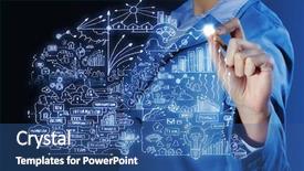  Presentation with sketching - Cool new slides with close up of businesswoman sketching backdrop and a ocean colored foreground