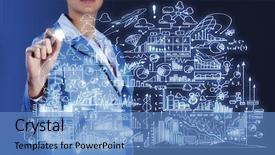  Presentation with sketching - Amazing presentation theme having haystacks on the green meadow on summer backdrop and a gold colored foreground