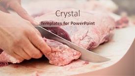  Presentation with butcher - Presentation design enhanced with close-up-of-butcher-caving background and a lemonade colored foreground