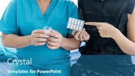  Presentation with caregiver - Audience pleasing presentation theme consisting of close-up-of-caregiver-woman backdrop and a ocean colored foreground